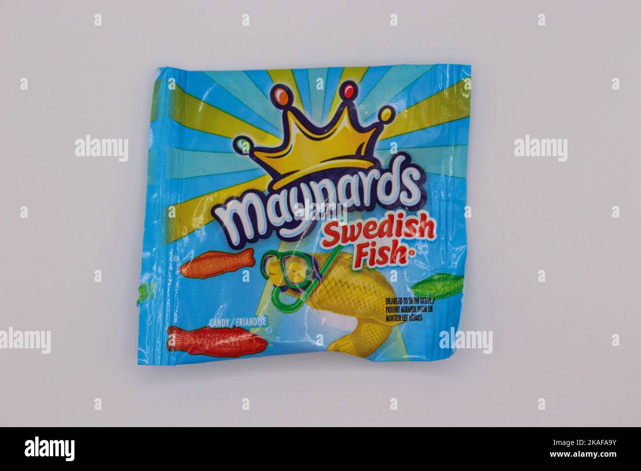 Maynards Swedish Fish Gummy isoliert auf weißem Hintergrund in Surrey, BC Kanada Stockfoto
