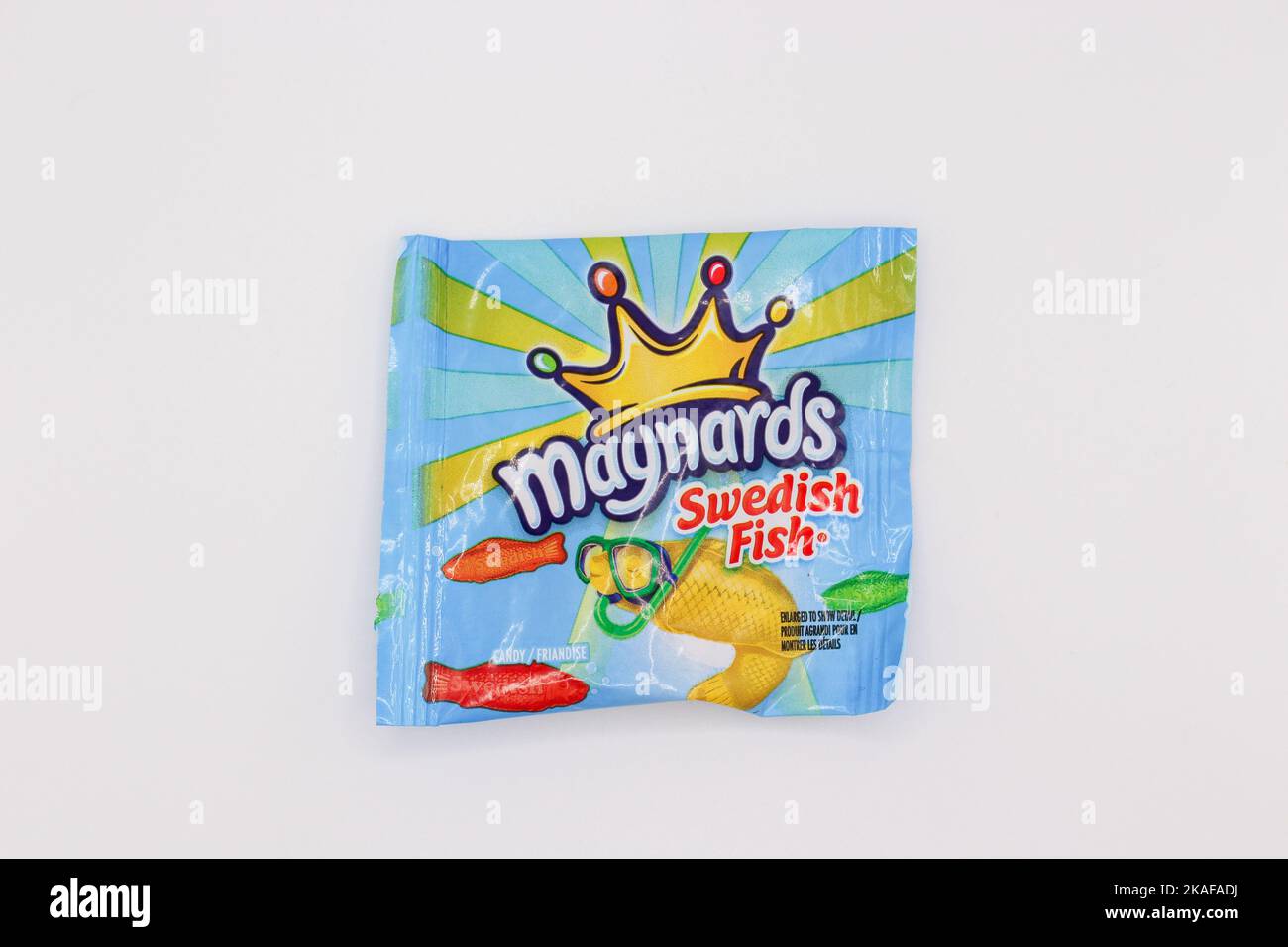 Maynards Swedish Fish Gummy isoliert auf weißem Hintergrund in Surrey, BC Kanada Stockfoto
