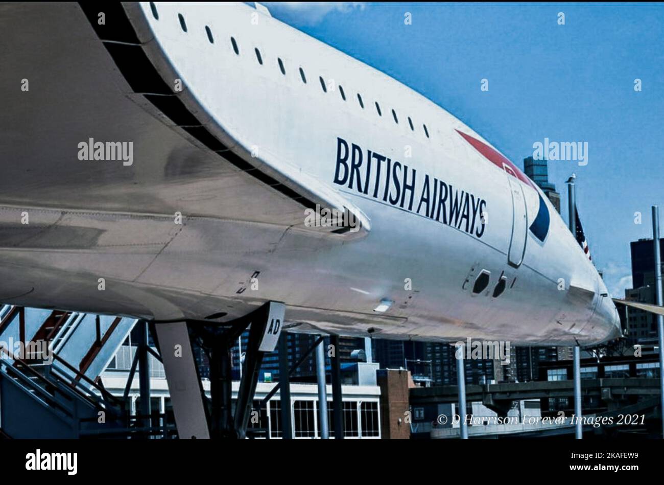 Nahaufnahme eines großen Flugzeugs am Concorde Hudson River, New York City Stockfoto