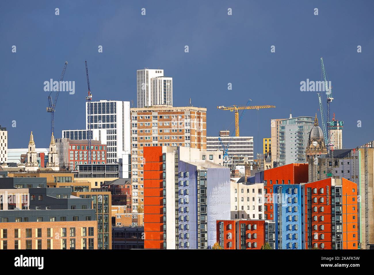 Gebäude & Bau in Leeds City Centre, West Yorkshire, Großbritannien Stockfoto