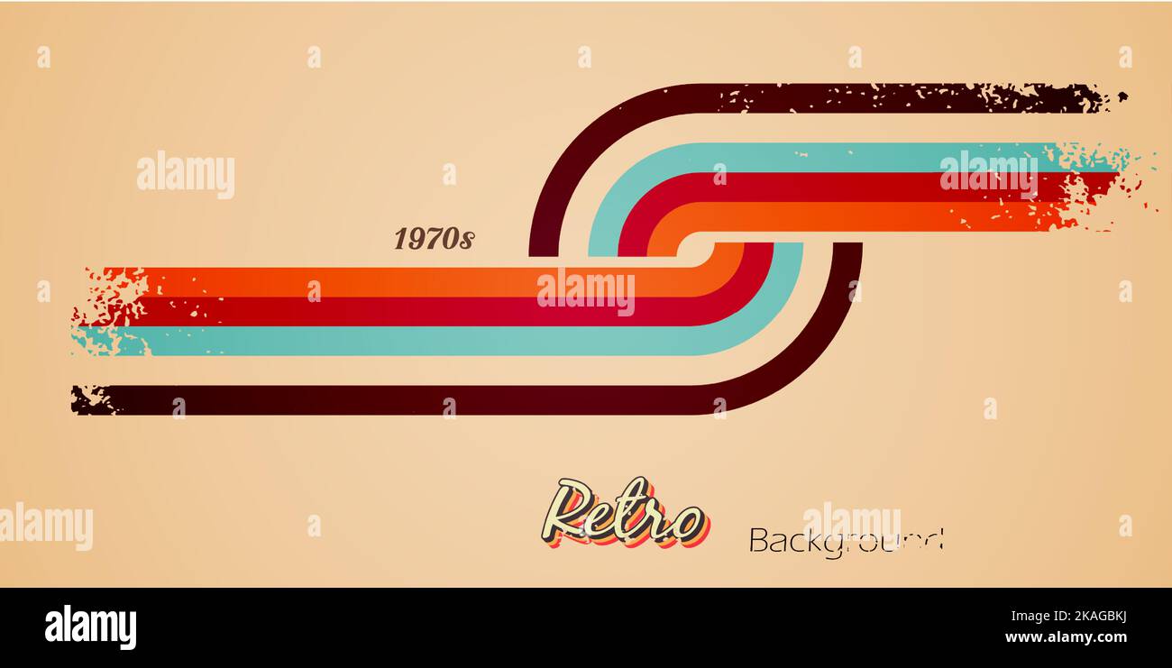 Retro-Stil Hintergrund mit bunten einfachen Streifen Linien geometrischen Form und Grunge Textur Vintage-Design Stock Vektor
