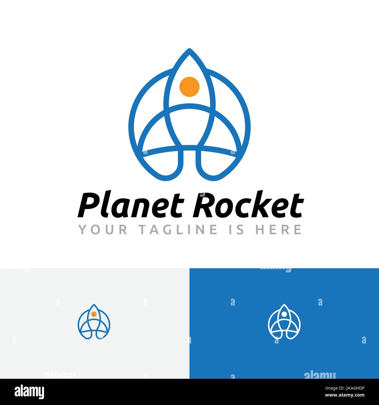 Planet Rocket Raumschiff Craft Explorer Line Logo Stock Vektor