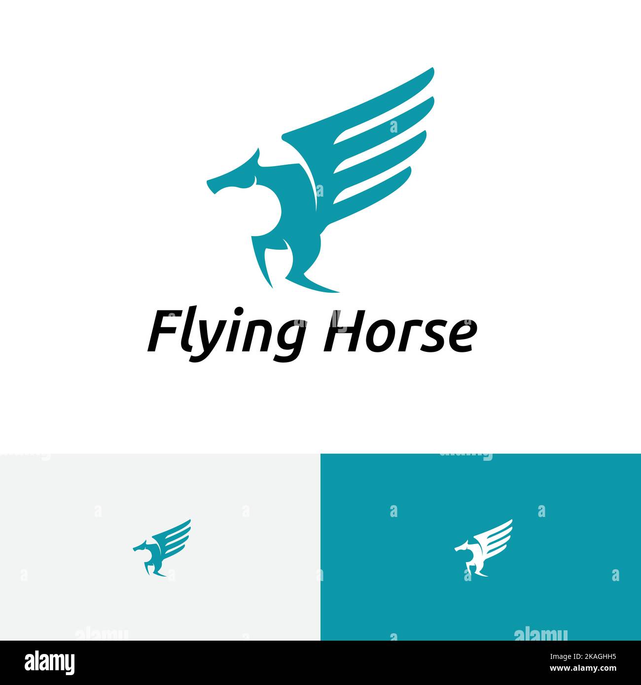Flying Horse Wing Pegasus Wunderschönes Elegantes Logo Stock Vektor
