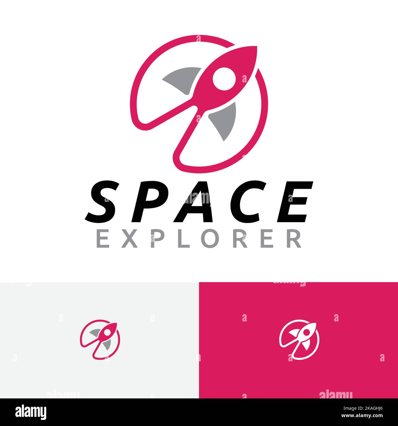 Space Explorer Rocket Planet Modern Science Logo Stock Vektor