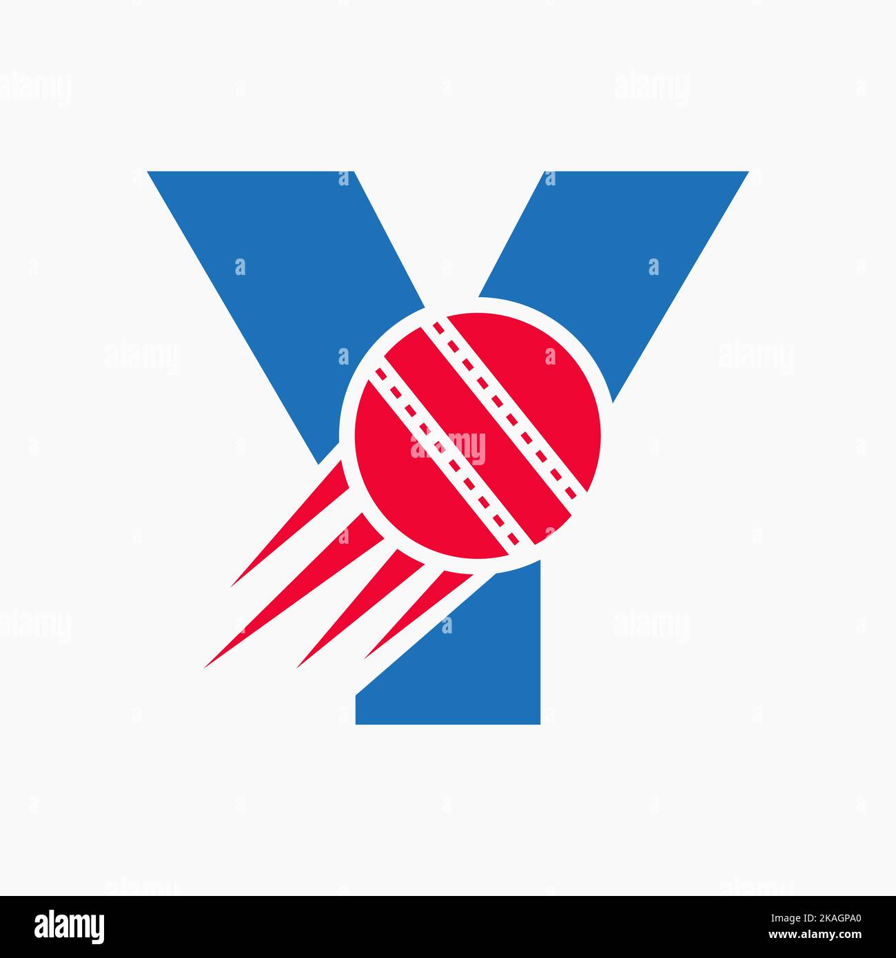 Buchstabe Y Cricket Logo Konzept mit beweglicher Cricket Ball Symbol