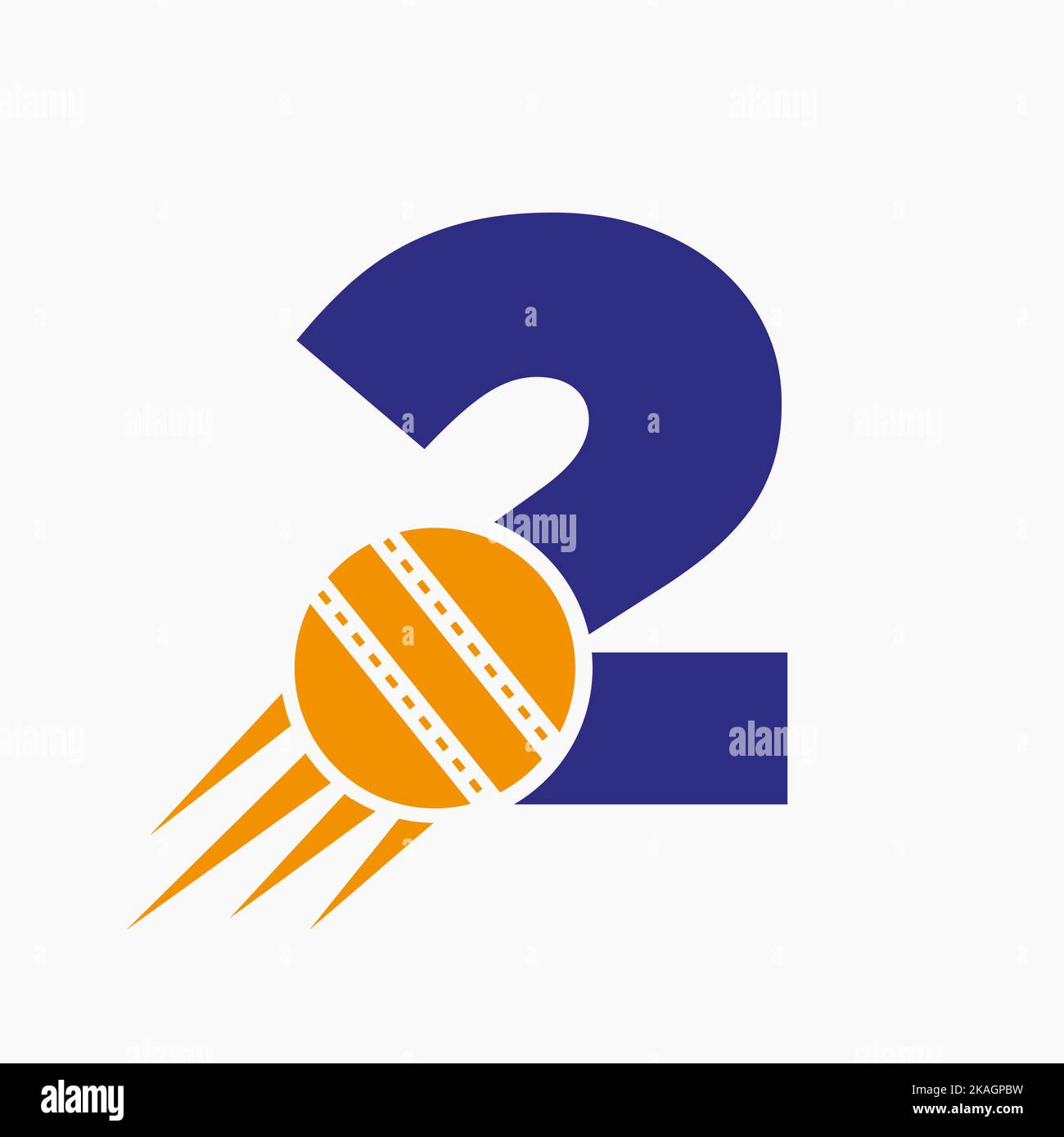 Buchstabe 2 Cricket-Logo-Konzept Mit Beweglichen Cricket Ball Symbol. Cricket Sport Logo Symbol Vektor-Vorlage Stock Vektor
