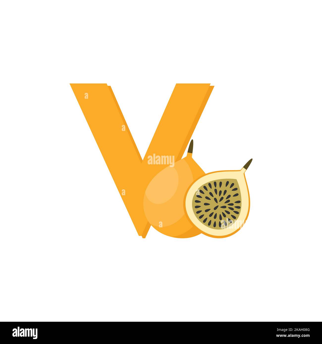 Alphabet Früchte Voavanga, Clip Art Vektor, Illustration für Kinder, Buchstabe V Stock Vektor