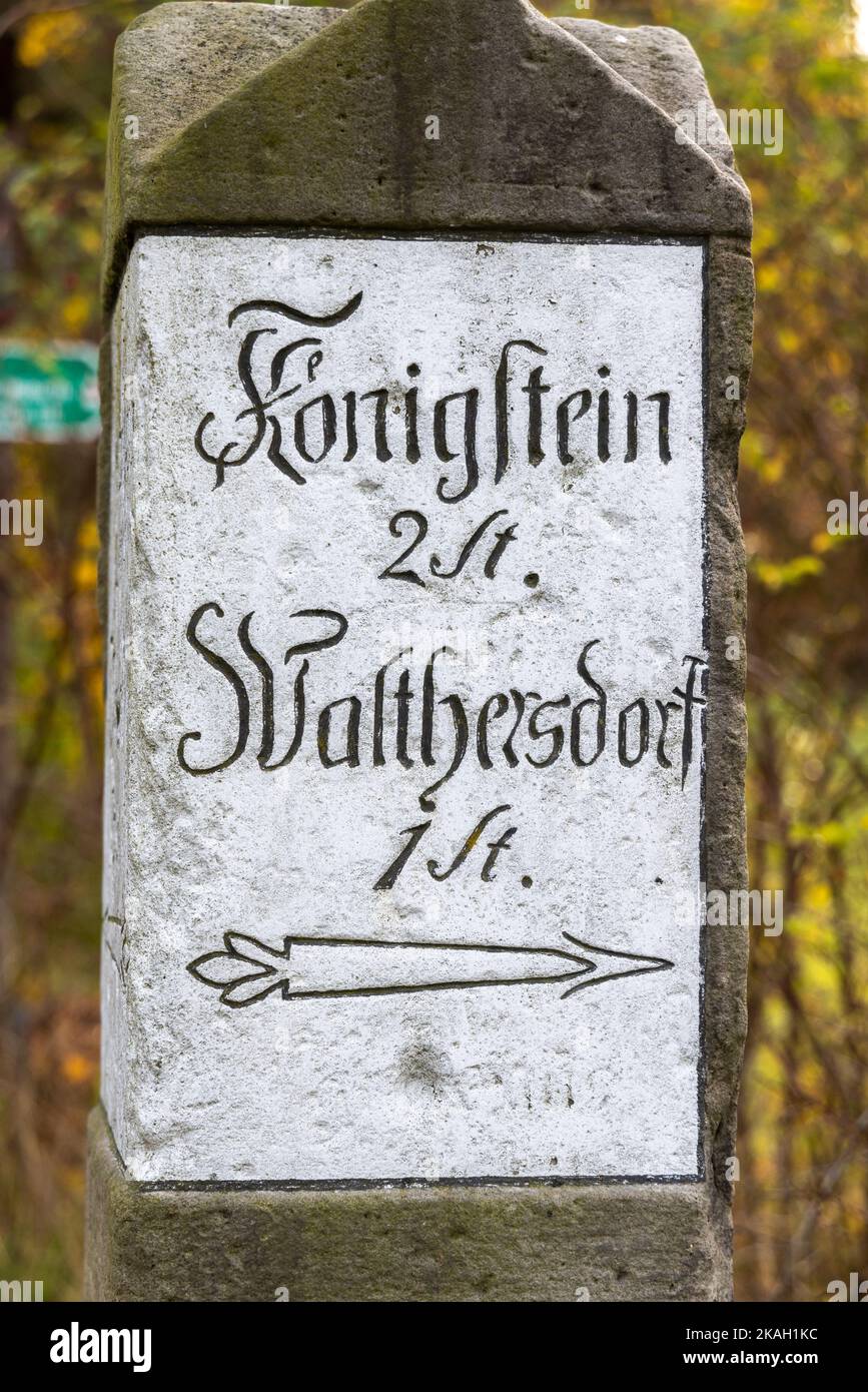 Wegweiser Wandern im Nationalpark Stockfoto
