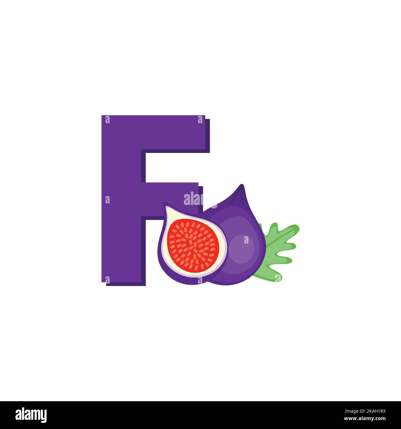 Alphabet Früchte Feige Frucht, Clip Art Vektor, Illustration für Kinder, Buchstabe F Stock Vektor