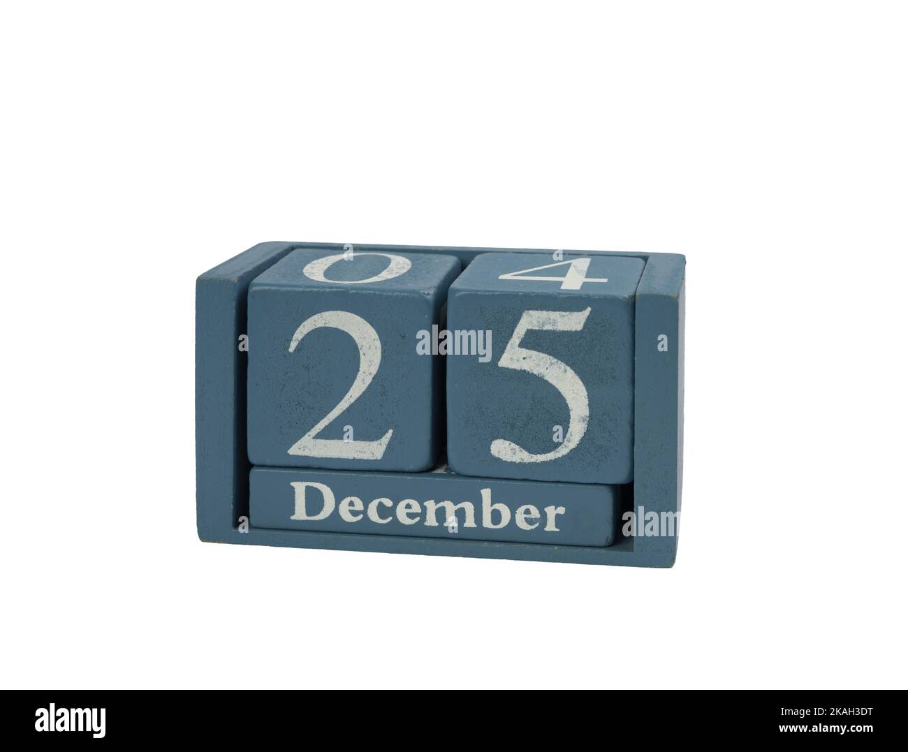 Ein Kalender mit dem Datum des 25. dezember, dem Weihnachtstag, auf transparentem Hintergrund Stockfoto