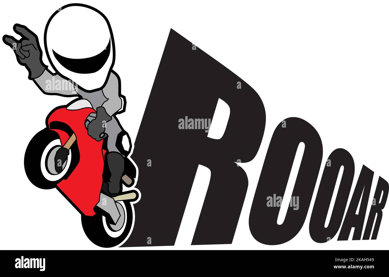 Ein Motorradfahrer, der ein Fahrrad fährt Stock Vektor