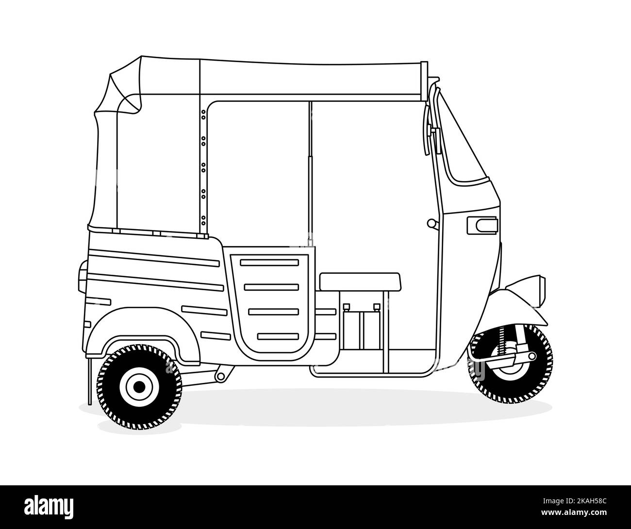 Traditionelles asiatisches Taxi als Umrisszeichnung Stock Vektor