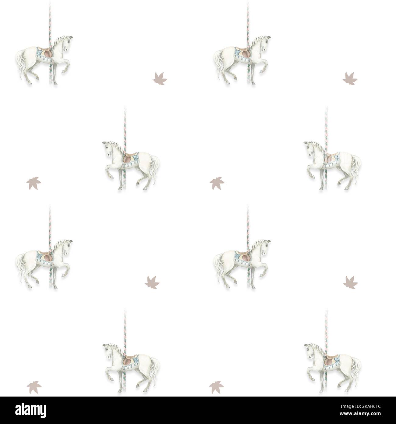 Pferd, von Hand gemaltes Muster in Aquarell. Verwendet in modernen und stilvollen Interior Design, Corporate Identity, Website-Design, Druck, Stoffe, Stoff Stockfoto