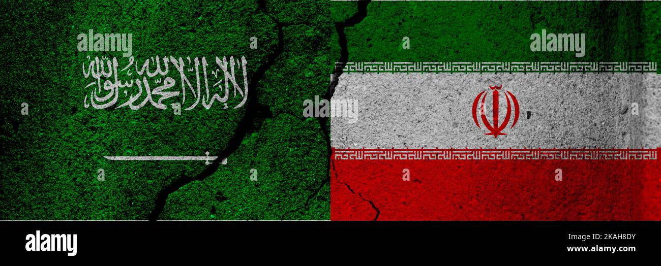 flagge von iran und saudi-arabien Stockfoto