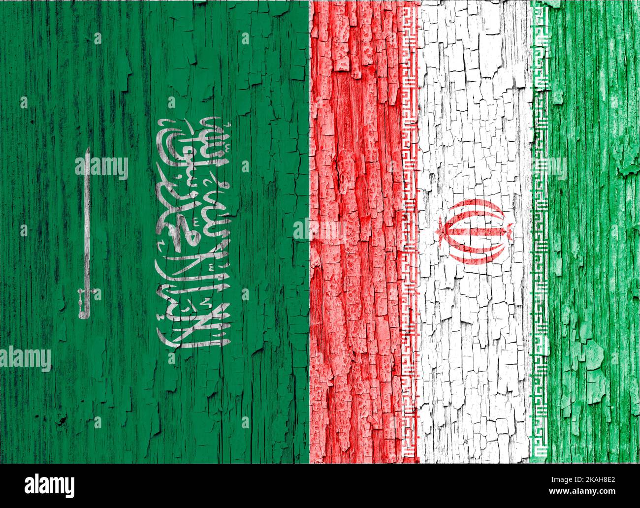 flagge von iran und saudi-arabien Stockfoto