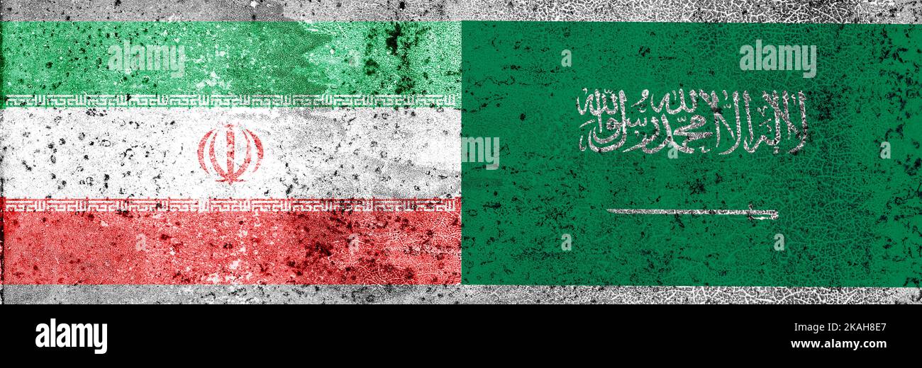 flagge von iran und saudi-arabien Stockfoto