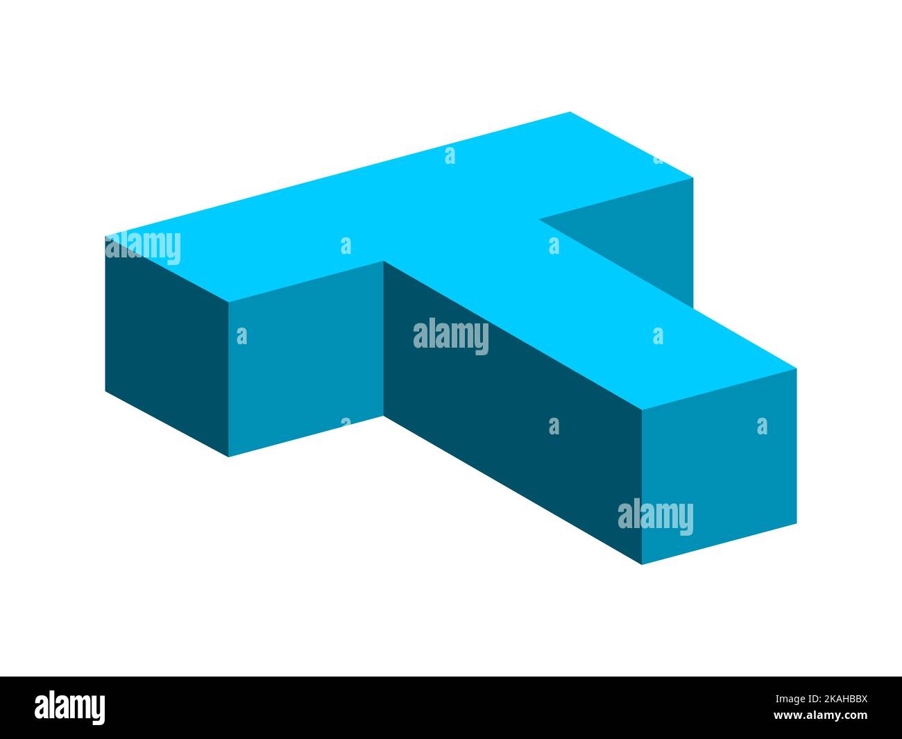 Blau 3D Buchstabe T. Isometrischer flacher Großbuchstabe T. Logo Designvorlage. Geometrische Würfel. Technologiekonzept. Alphabet Business Graphic Element. Stock Vektor