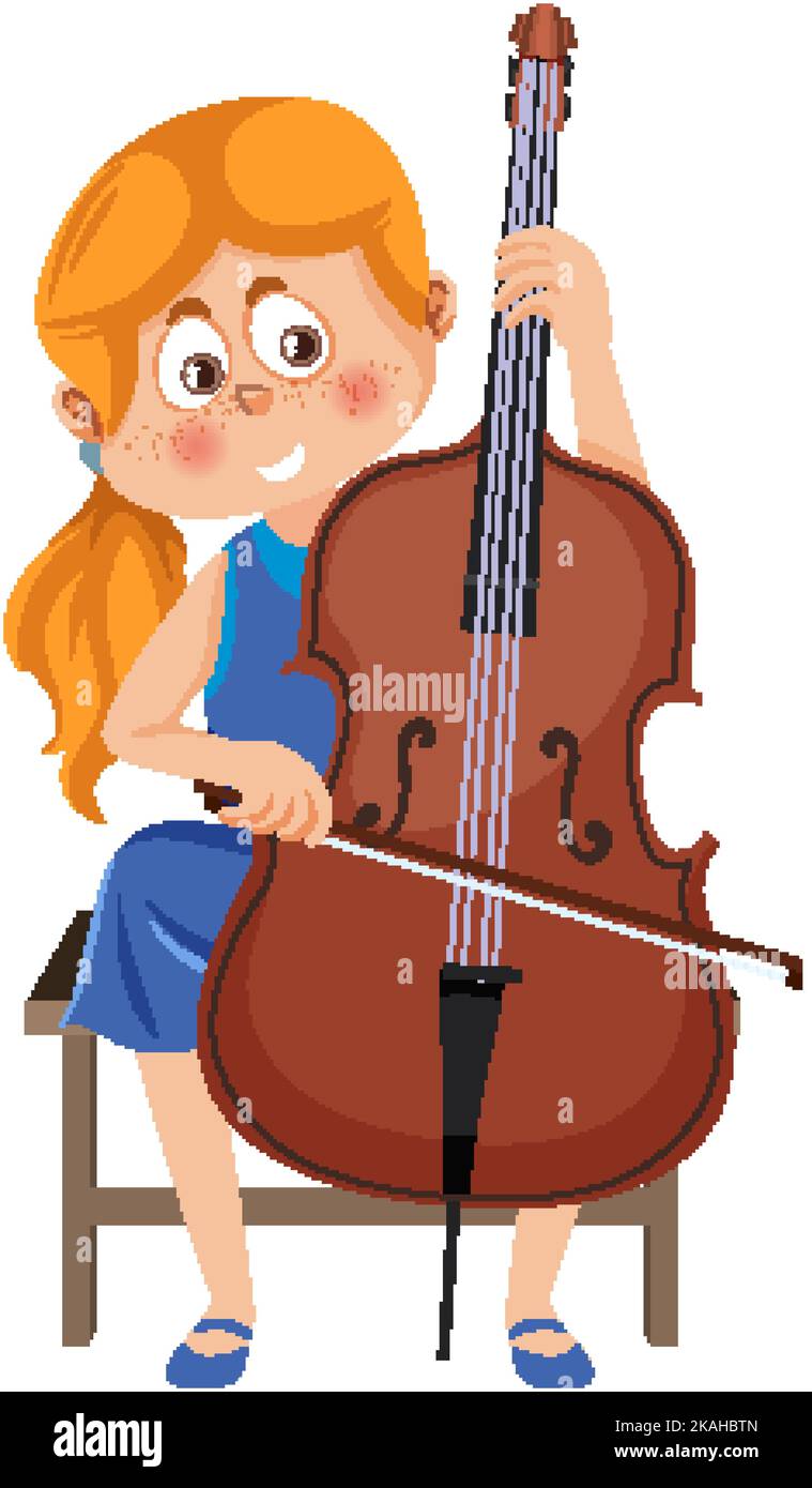 Ein Mädchen spielt Cello Illustration Stock Vektor