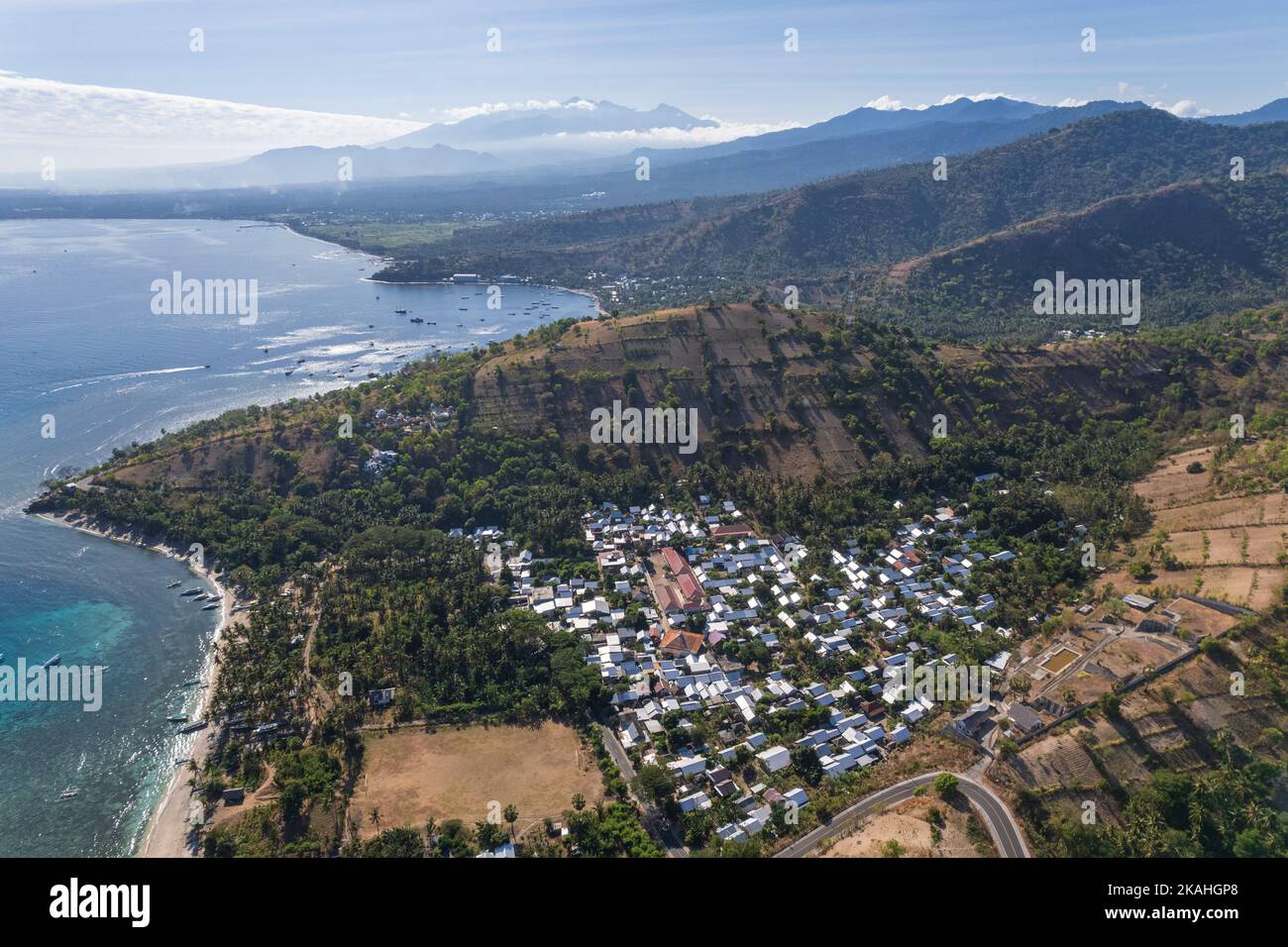 Luftaufnahme von Kecinan Beach, Lombok, West Nusa Tenggara, Indonesien Stockfoto