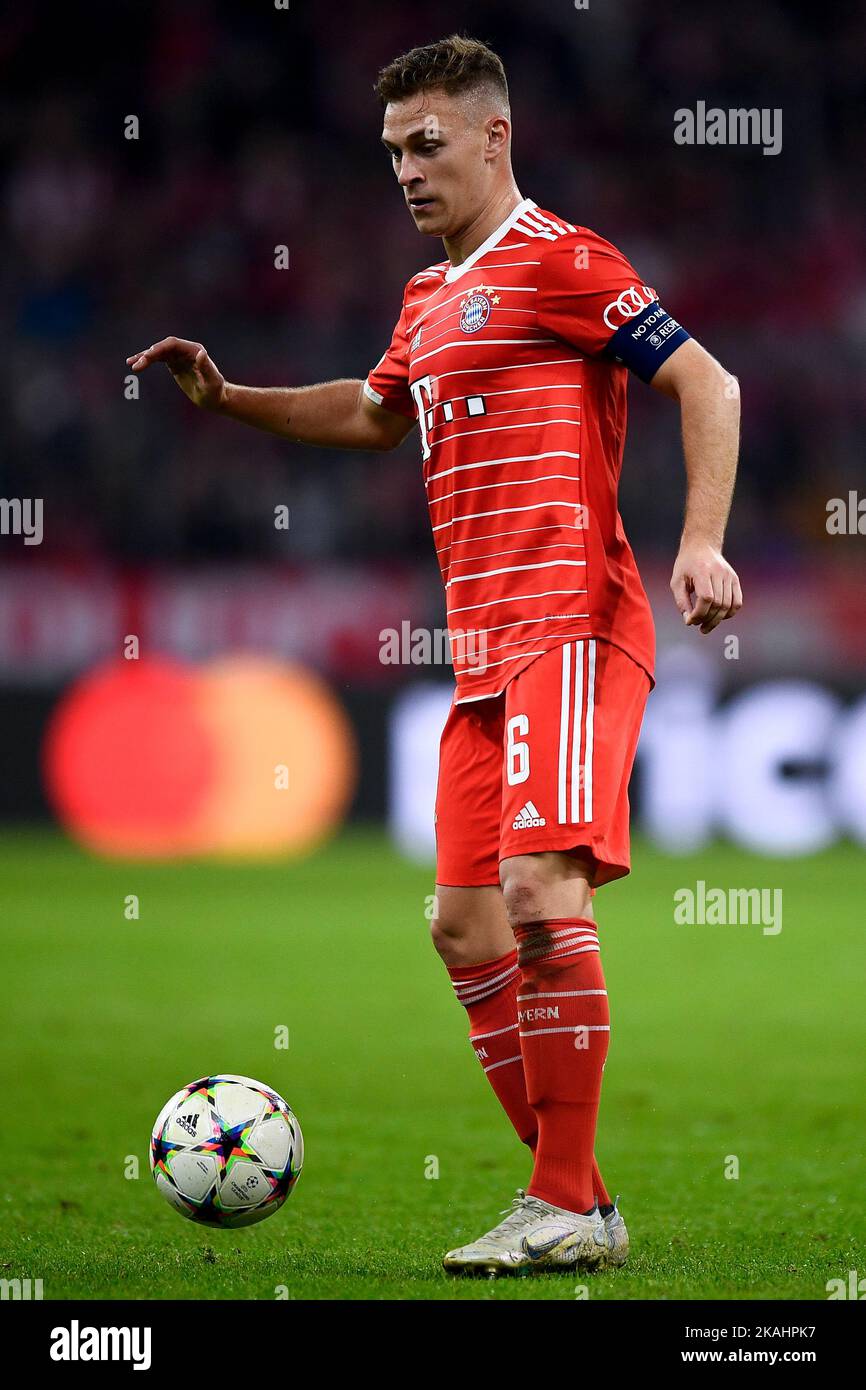 München, Deutschland. 01. November 2022. Joshua Kimmich vom FC Bayern München in Aktion während des UEFA Champions League Fußballspiels zwischen dem FC Bayern München und dem FC Internazionale. Nicolò Campo/Alamy Live News Stockfoto