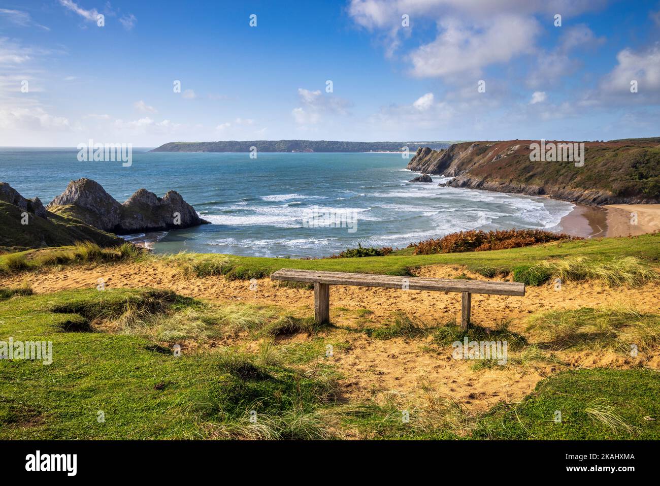 Three Cliffs Bay vom Wales Coast Path, Gower Peninsula, Wales Stockfoto