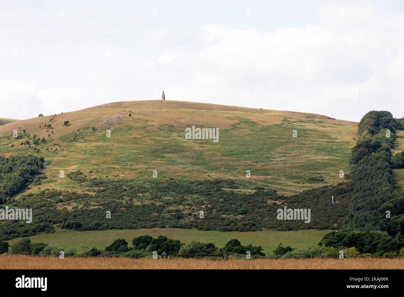 Ein Obelisk befindet sich auf einem Hügel in der Nähe von Wooler, Northumberland. Auf dem Hügel befand sich eine Festung aus der Eisenzeit. Stockfoto