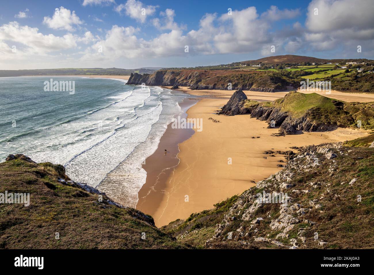 Three Cliffs Bay und Pobbles Bay auf der Gower Peninsula, Wales Stockfoto