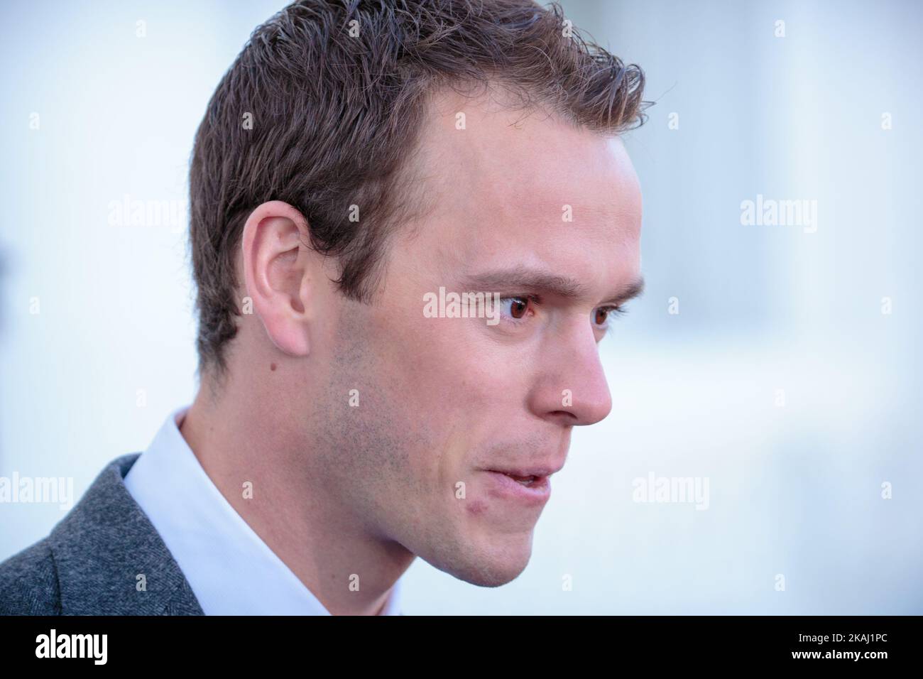 Washington, D.C.: Am Donnerstag, den 18. Februar, auf den Stufen des nördlichen Portikus des Weißen Hauses, Chicago Blackhawks Teamkapitän Jonathan Toews. (Foto von Cheriss May/NurPhoto) *** Bitte nutzen Sie die Gutschrift aus dem Kreditfeld *** Stockfoto