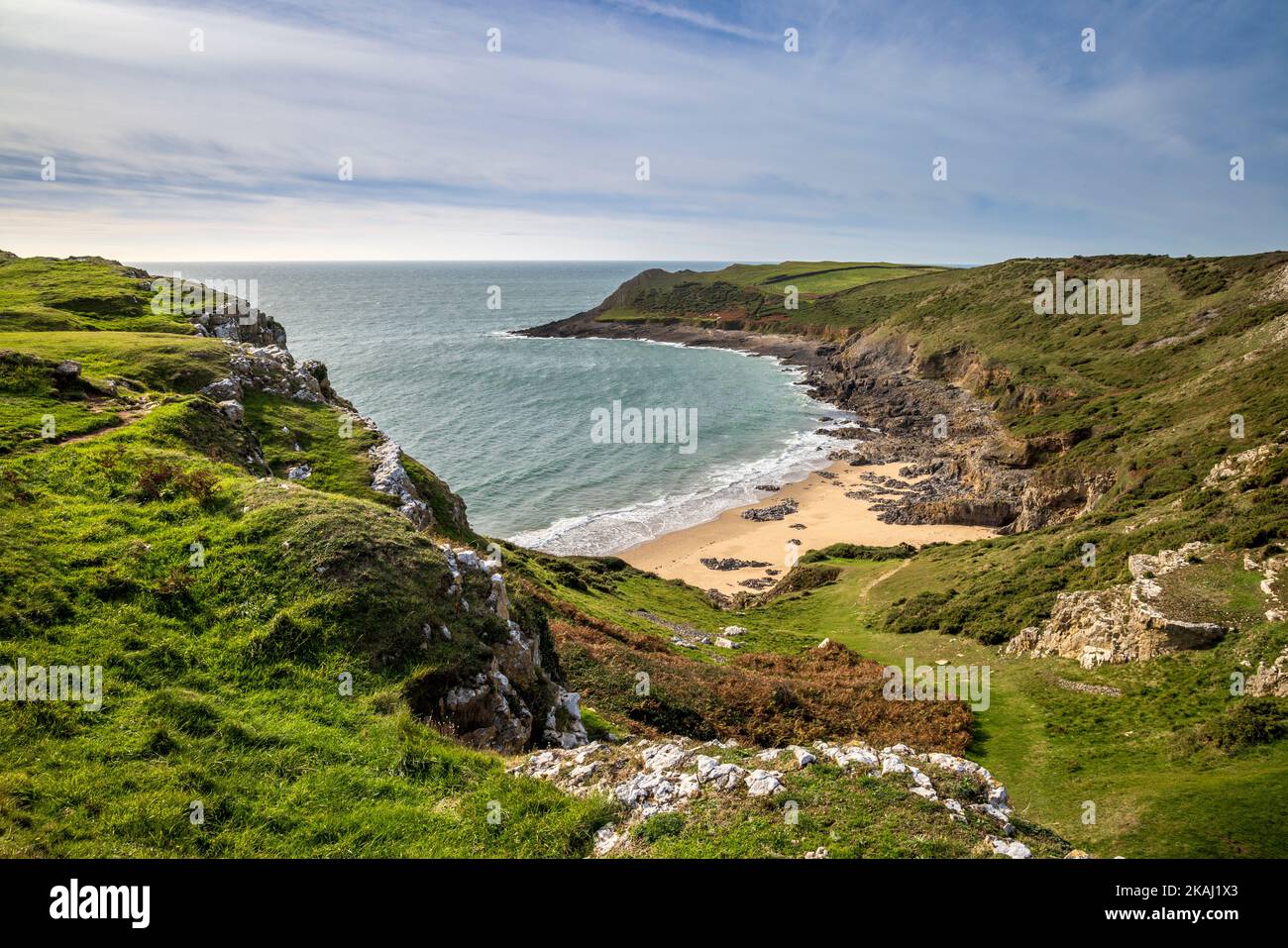 Fall Bay an der Gower Coast in der Nähe von Roshili, Wales Stockfoto