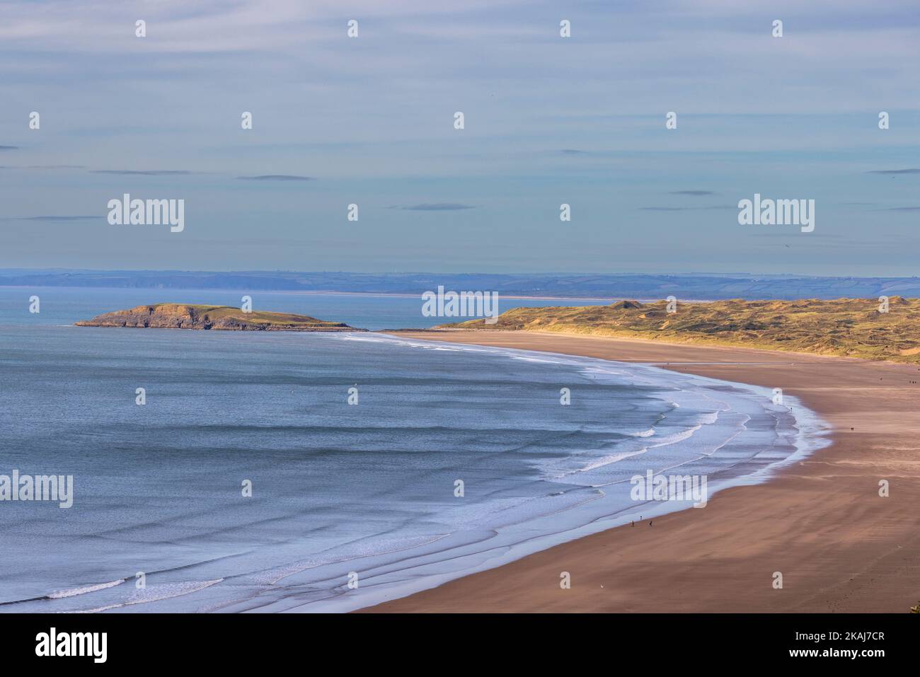 Burry Holms Gezeiteninsel am Nordufer von Rhossili Beach, Gower Peninsula, Wales Stockfoto