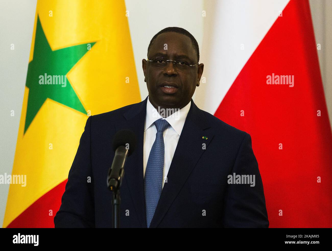 Präsident der Republik Senegal Macky Sall am 27. Oktober 2016 in Warschau, Polen. (Foto von Krystian Dobuszynski/NurPhoto) *** Bitte nutzen Sie die Gutschrift aus dem Kreditfeld *** Stockfoto