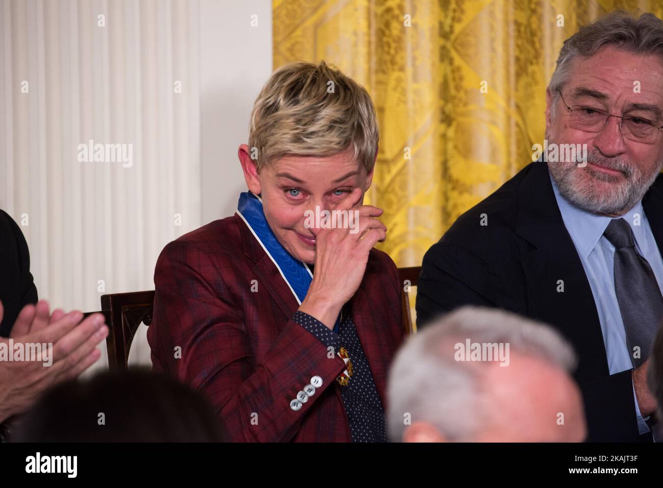 Präsident Barack Obama verlieh der Komdianin, Fernsehmoderatorin und Schauspielerin Ellen DeGeneres die Presidential Medal of Freedom (Foto: Cheriss May/NurPhoto) *** Bitte benutzen Sie die Gutschrift aus dem Kreditfeld *** Stockfoto