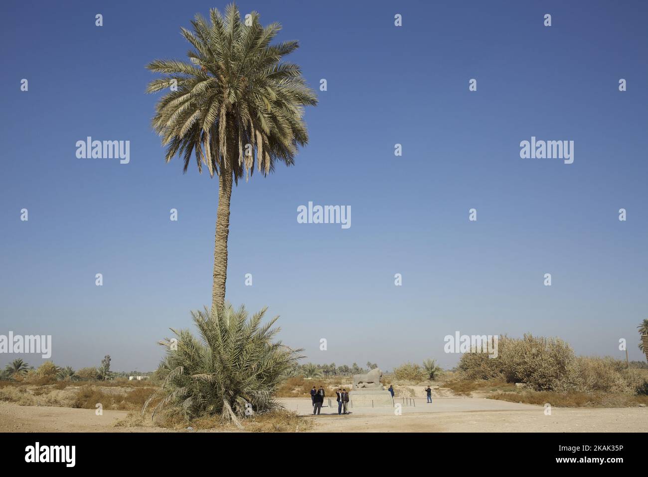 Die Ruinen der antiken Stadt Babylon, 59 Meilen (94 Kilometer) südwestlich von Bagdad, Irak, am 20. Dezember 2016. Gegründet 2.300 v. Chr., Hauptstadt des babylonischen Reiches 1700 v. Chr. regiert von Hammurabi und wieder im Jahr 600 v. Chr. regiert von Nebukadnezar II und Heimat der berühmten Statue, der Löwe von Babylon. (Foto von Noe Falk Nielsen/NurPhoto) *** Bitte nutzen Sie die Gutschrift aus dem Kreditfeld *** Stockfoto