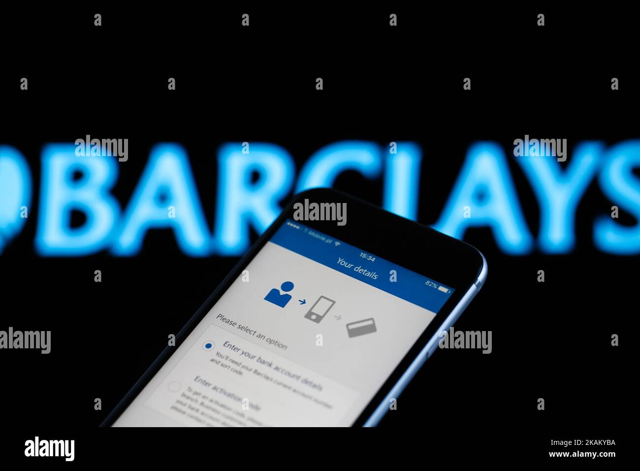 Die Smartphone-App für die Barclays Bank ist am 1. März 2017 in Bydgoszcz, Polen, zu sehen. Früher hat Barclays Kenntnis davon erhalten, dass es Probleme mit dem Online-Banking-System gab und Benutzer sich nicht anmelden konnten. Dies ist ein Tag nach einem Massenausfall, von dem rund 15 Millionen Kunden betroffen sind. (Foto von Jaap Arriens/NurPhoto) *** Bitte benutzen Sie die Gutschrift aus dem Kreditfeld *** Stockfoto