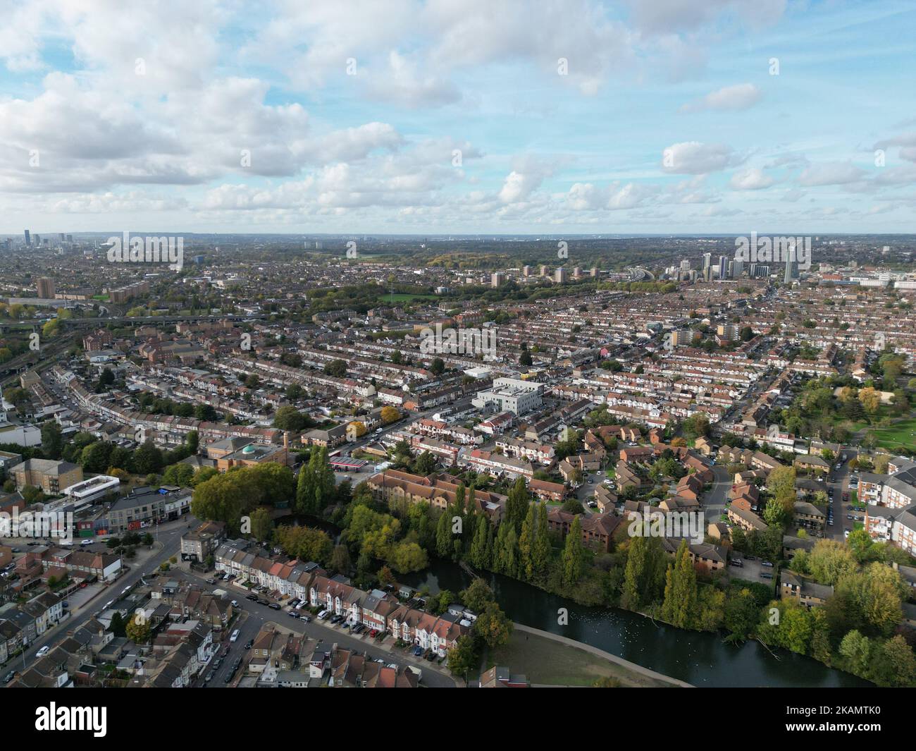 Ilford East London Luftdrohnenansicht in hohem Winkel Stockfoto