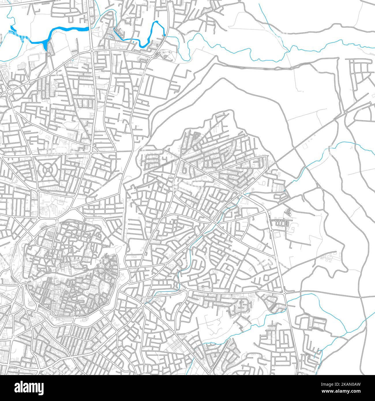 Nicosia, Nicosia, Zypern hochauflösende Vektorkarte mit editierbaren Pfaden. Helle Umrisse für Hauptstraßen. Verwenden Sie es für jeden gedruckten und digitalen Hintergrund Stock Vektor