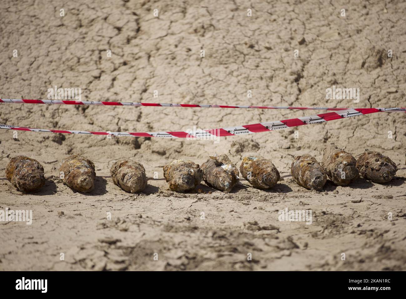 Minenfeld zwischen Basra und der iranischen Grenze aus dem Iran-Irak-Krieg 1980-88. Basra, Irak 10. Mai 2017 (Foto von Noe Falk Nielsen/NurPhoto) *** Bitte benutzen Sie die Gutschrift aus dem Kreditfeld *** Stockfoto