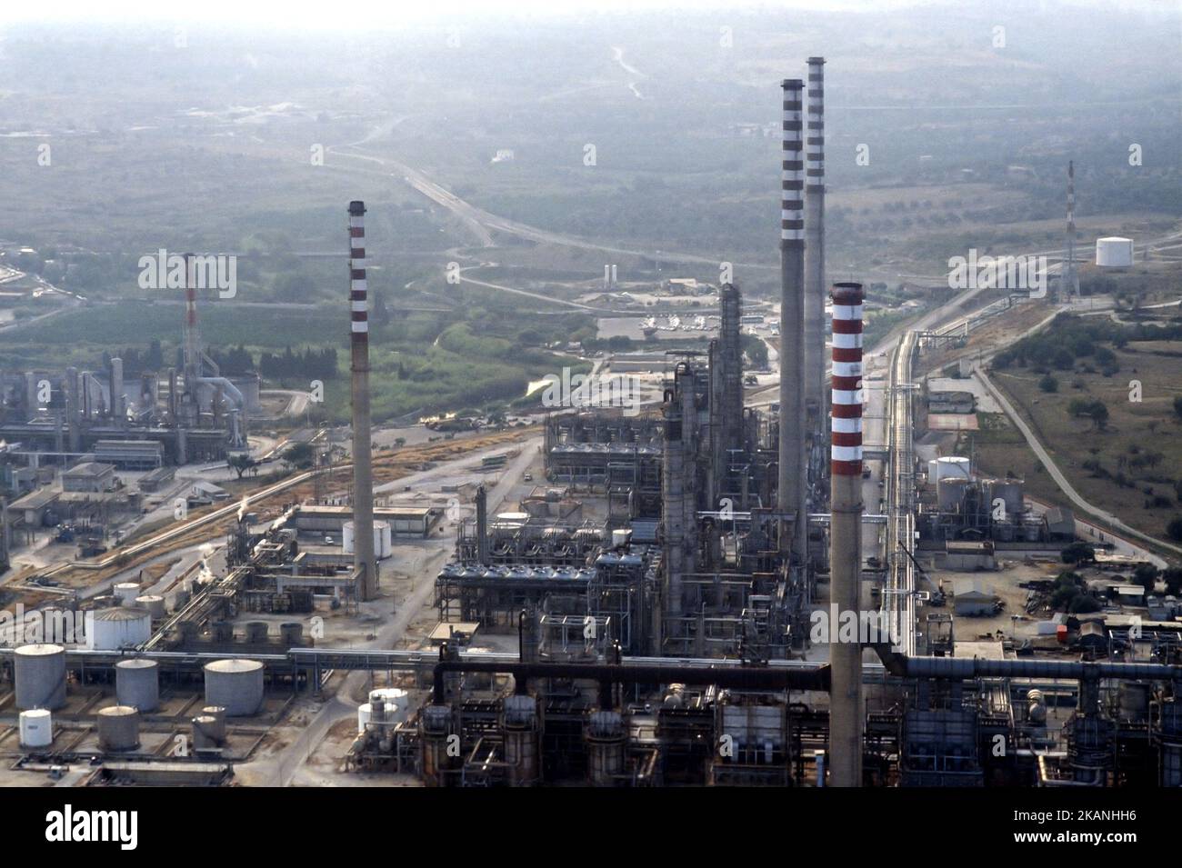 Industriegebiet von Augusta/Priolo/Siracusa, petrochemische Anlage ISAB Lukoil Stockfoto