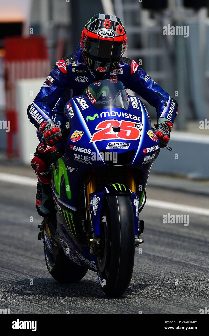 Maverick Viales vom Movistar Yamaha Moto GP Team mit seinem Fahrrad während des Moto GP von Katalonien auf dem Circuit de Catalunya am 9. Juni 2017 in Montmelo, Spanien. (Foto von Joan Cros/NurPhoto) *** Bitte nutzen Sie die Gutschrift aus dem Kreditfeld *** Stockfoto