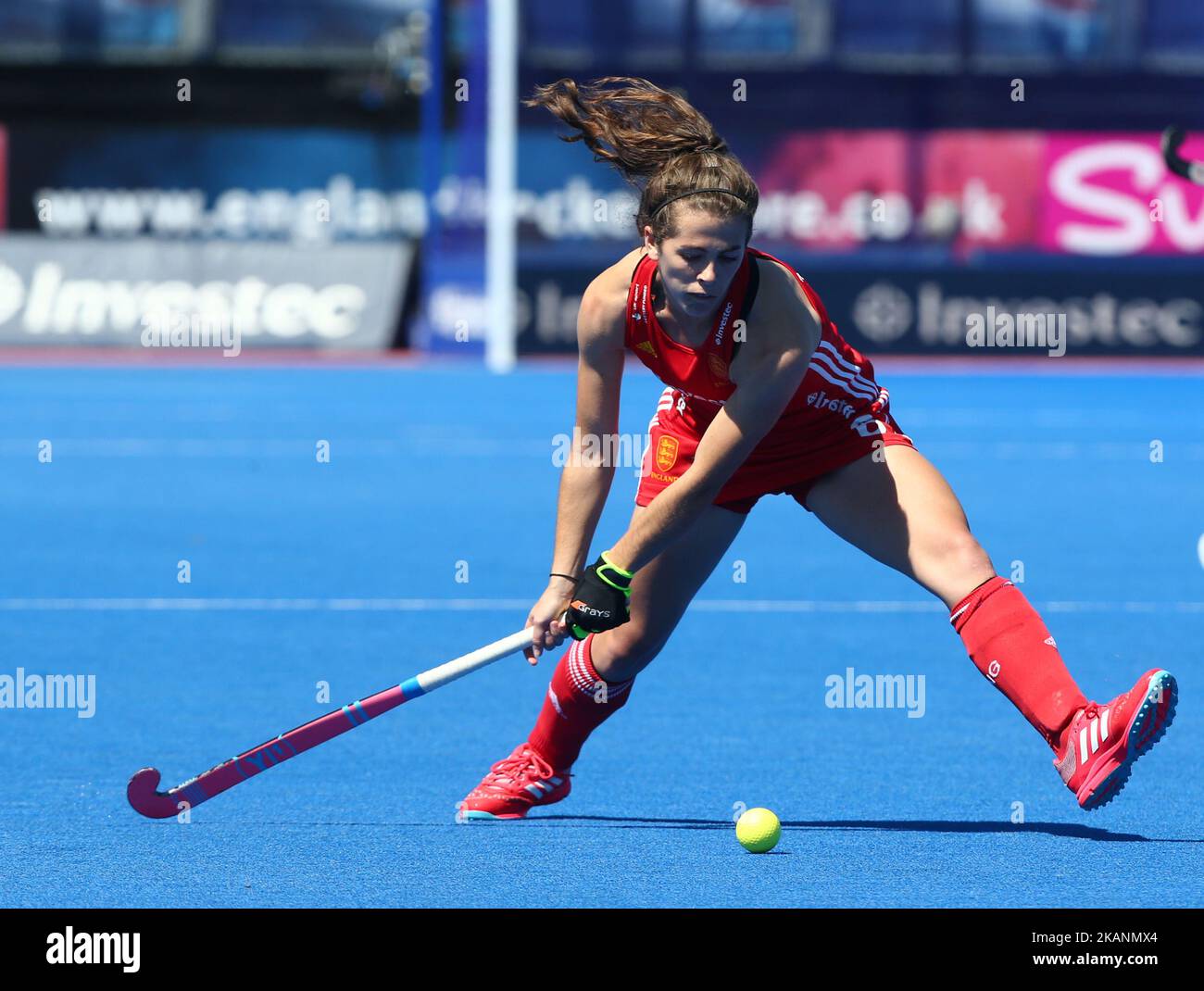 Anna Toman aus England während des Investec International-Spiels zwischen den Frauen Englands und Argentiniens am 10. Juni 2017 im Lee Valley Hockey and Tennis Center in London (Foto von Kieran Galvin/NurPhoto) *** Bitte benutzen Sie die Gutschrift aus dem Kreditfeld *** Stockfoto