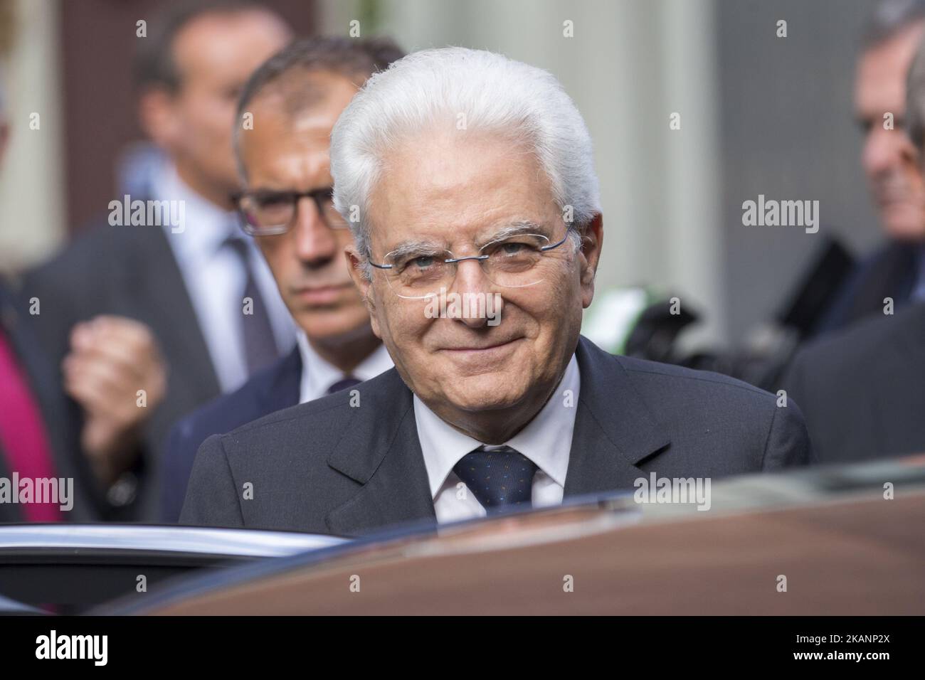 Die offizielle Eröffnung der Fondazione Giovanni Agnelli (Stiftung Giovanni Agnelli). Auf dem Bild: Der Präsident der Italienischen Republik Sergio Mattarella. (Foto von Mauro Ujetto/NurPhoto) *** Bitte benutzen Sie die Gutschrift aus dem Kreditfeld *** Stockfoto