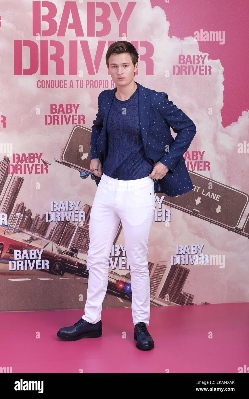 Die Schauspielerin Ansel Elgort nimmt am 23. Juni 2017 in Madrid, Spanien, an einer Fotozelle für „Baby Driver“ im Villa Magna Hotel Teil. (Foto von Oscar Gonzalez/NurPhoto) *** Bitte benutzen Sie die Gutschrift aus dem Kreditfeld *** Stockfoto