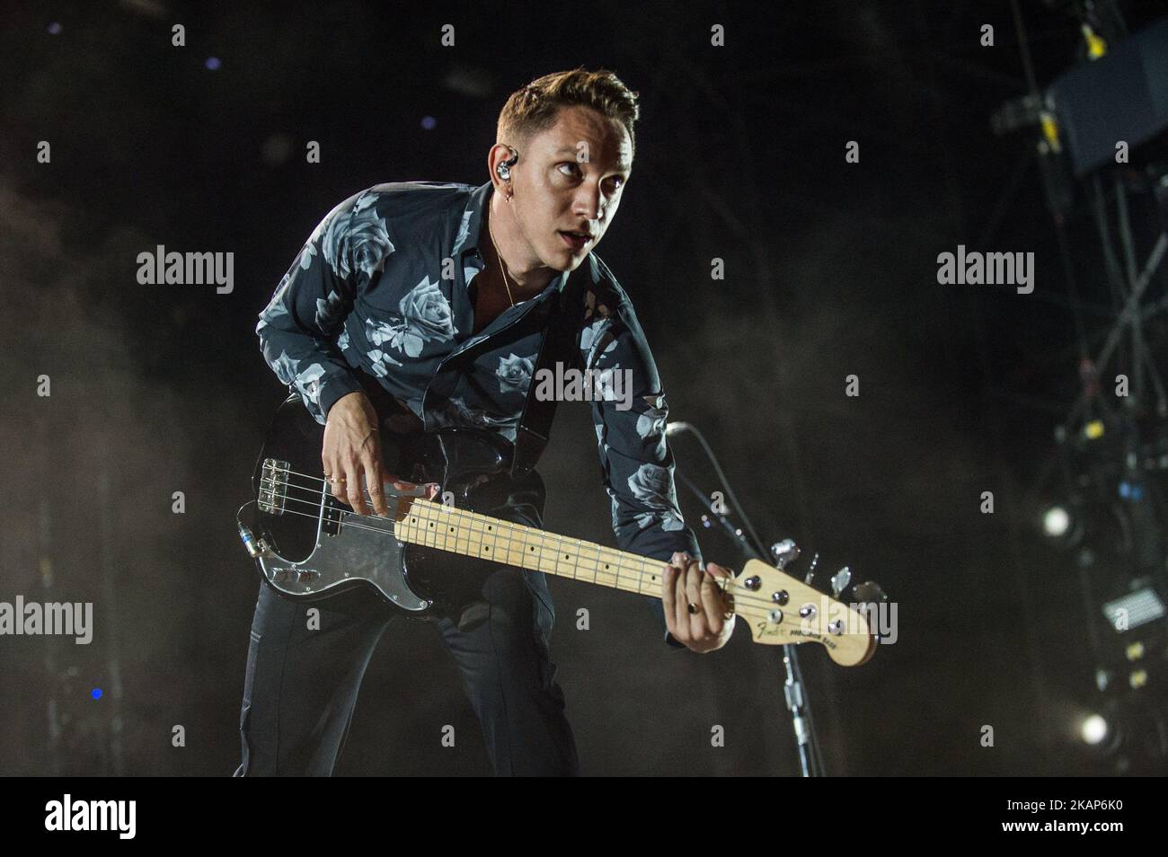 Oliver SIM von The XX spielt am 10. Juli 2017 live auf der Bühne des Rock in Roma 2017 in Rom, Italien. (Foto von Giuseppe Maffia/NurPhoto) *** Bitte nutzen Sie die Gutschrift aus dem Kreditfeld *** Stockfoto