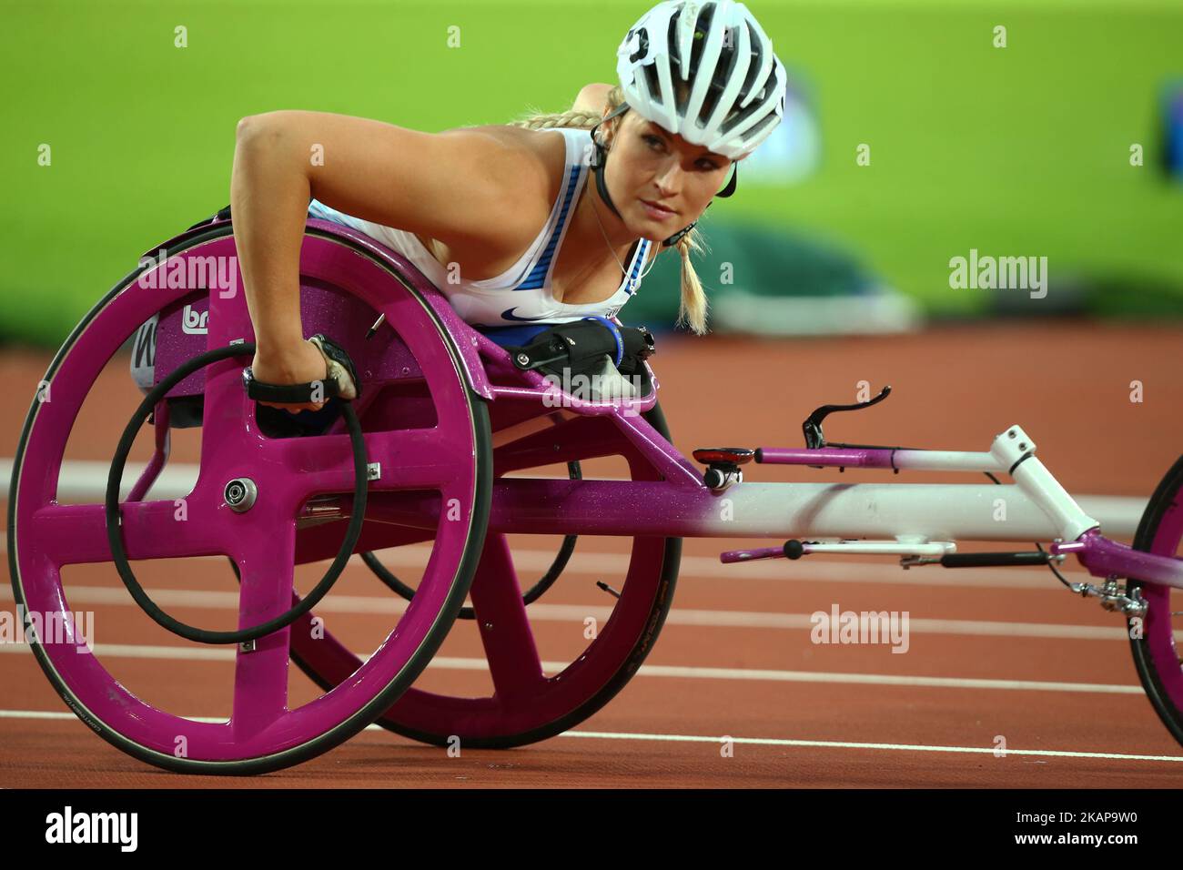 Samantha Kinghorn aus Großbritannien tritt am 19. Juli 2017 im Londoner Stadion in London im Finale der Frauen 400m T53 während der para-Leichtathletik-Weltmeisterschaften an (Foto: Kieran Galvin/NurPhoto) *** Bitte benutzen Sie die Gutschrift aus dem Kreditfeld *** Stockfoto