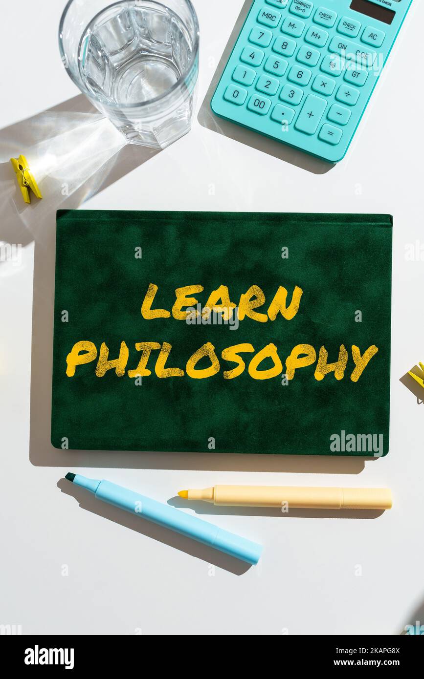 Text mit Inspiration Lernen Sie Philosophie. Unternehmen präsentieren die meisten Wahrzeichen und sehen die Sehenswürdigkeiten Londons Stockfoto