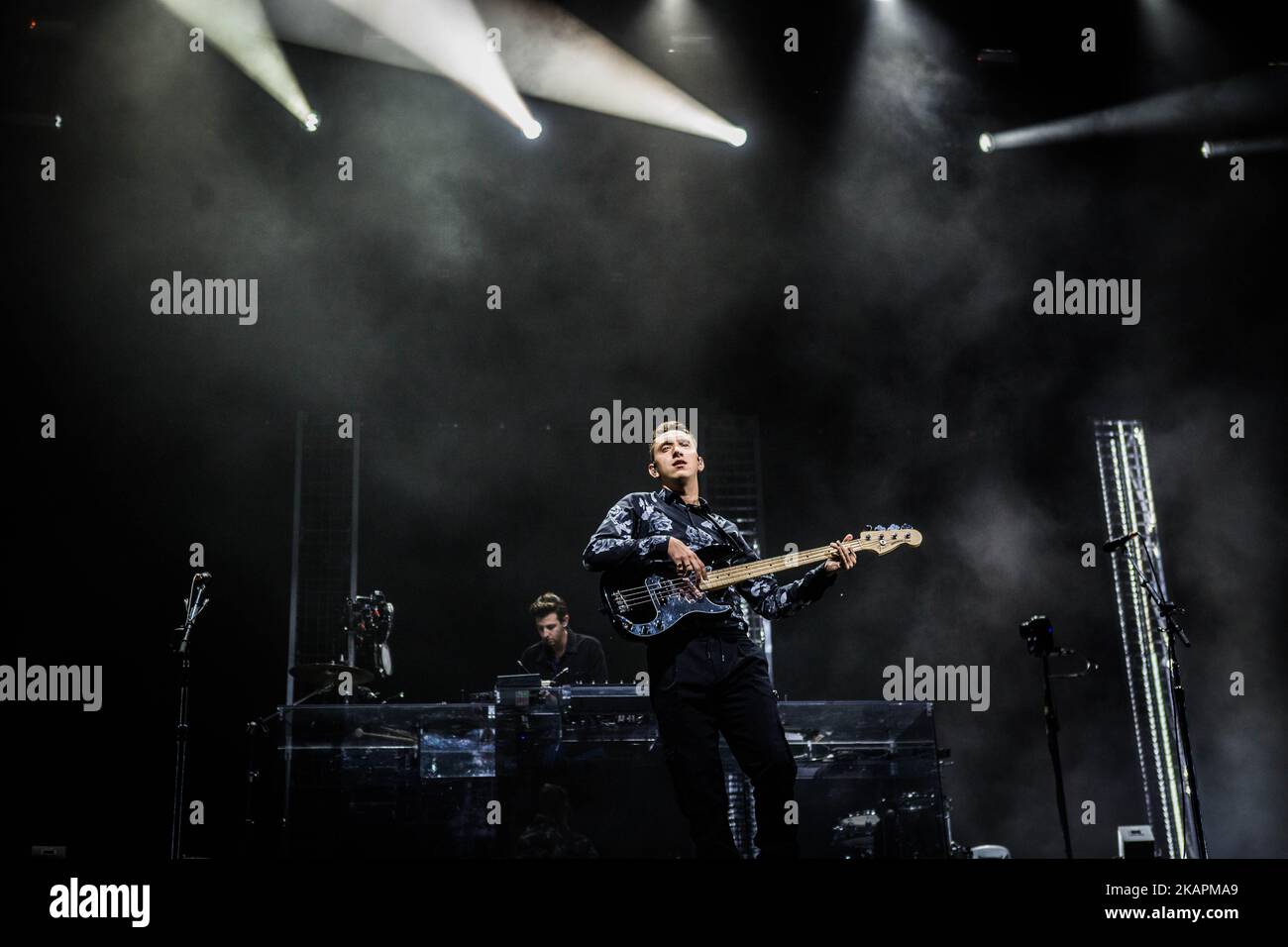 Oliver SIM von der englischen Indie-Band The XX beim Lowlands Festival 2017 Biddinghuizen, Niederlande (Foto: Roberto Finizio/NurPhoto) Stockfoto