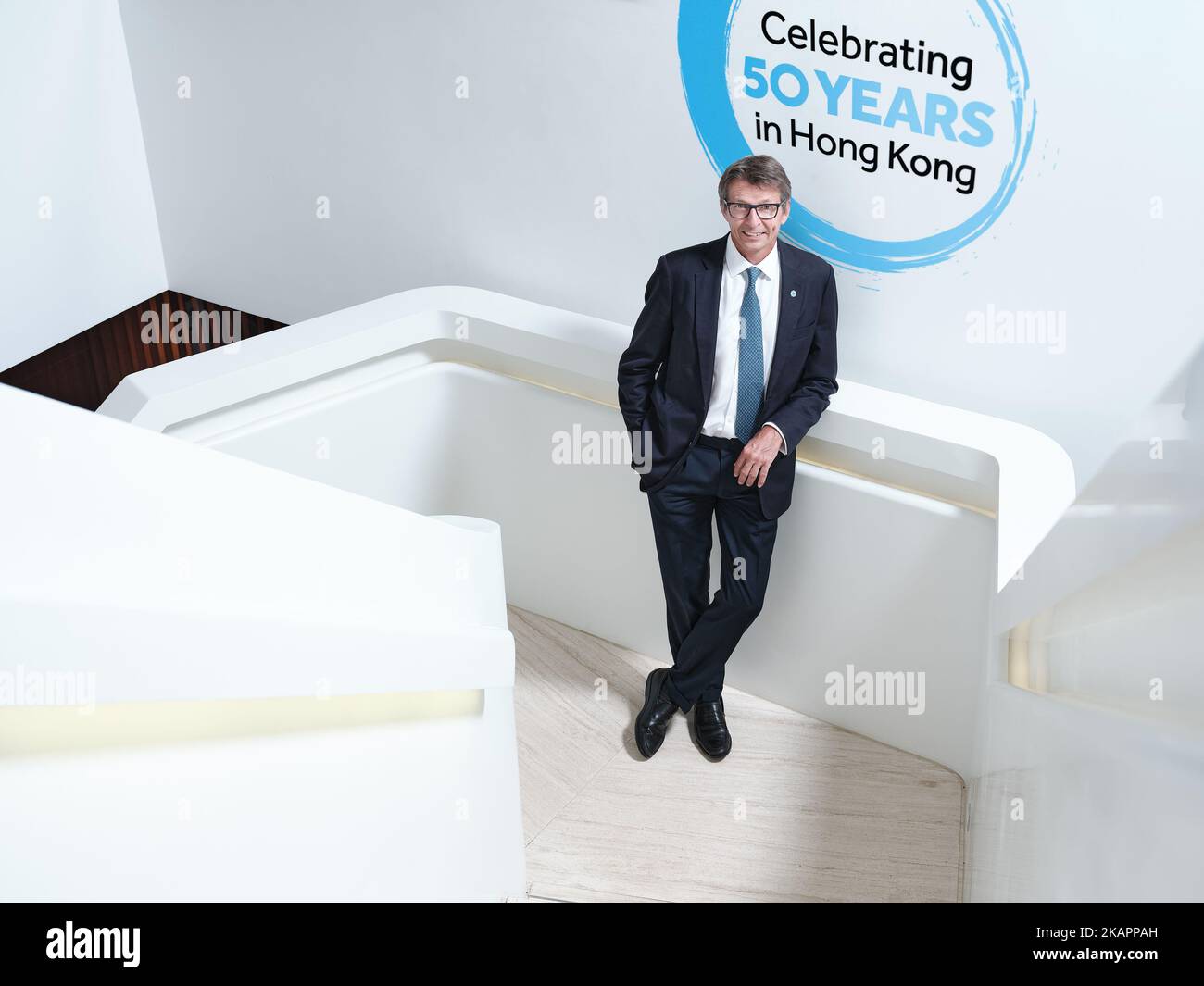 Anthony Davies, Chief Executive von Barclays in Hongkong, sagt, dass die Position Hongkongs als Tor zum chinesischen Festland und dem Rest der Welt Barclays trotz der aktuellen Marktherausforderungen Chancen bietet. 28SEP22 Foto: SCMP / Josh Chow Stockfoto