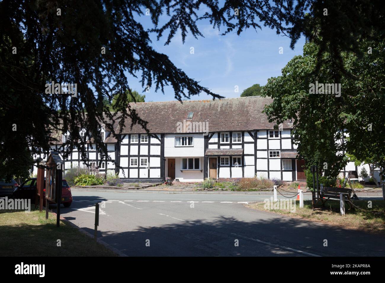Historische Fachwerkhäuser, Dilwyn, Herefordshire Stockfoto