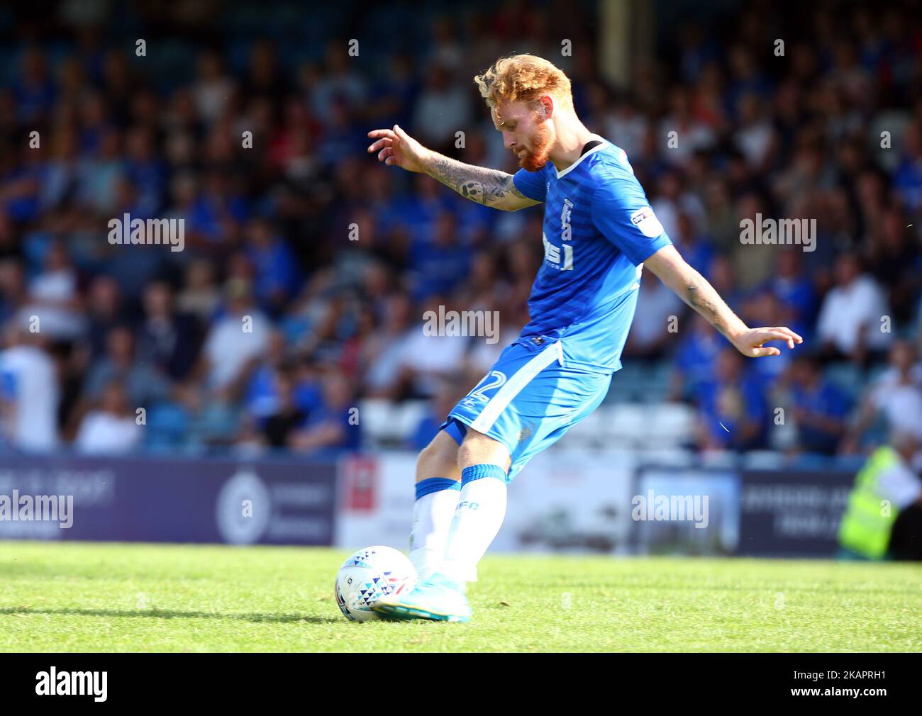 Connor Ogilvie von Gillingham's während der Sky Bet League ein Spiel zwischen Gillingham und Southend United, im Priestfield Stadium, Gillingham am 26. August 2017 (Foto von Kieran Galvin/NurPhoto) Stockfoto