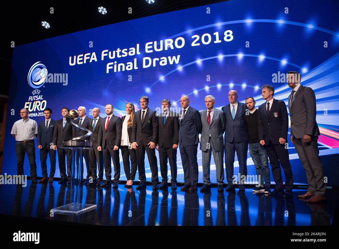 Alle Trainer der Nationalmannschaften bei der Endrunde der UEFA Futsal EURO 2018 auf der Burg von Ljubljana am 29. September 2017 in Ljubljana, Slowenien. (Foto von Damjan Zibert/NurPhoto) Stockfoto